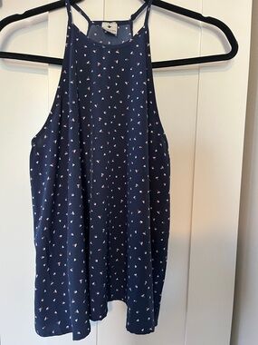 Paper Crane Navy High-Neck Camisole with Pink Triangle Print — Lightweight Tank